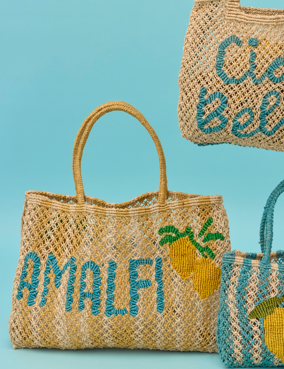 jute bag amalfi natural and yellow 