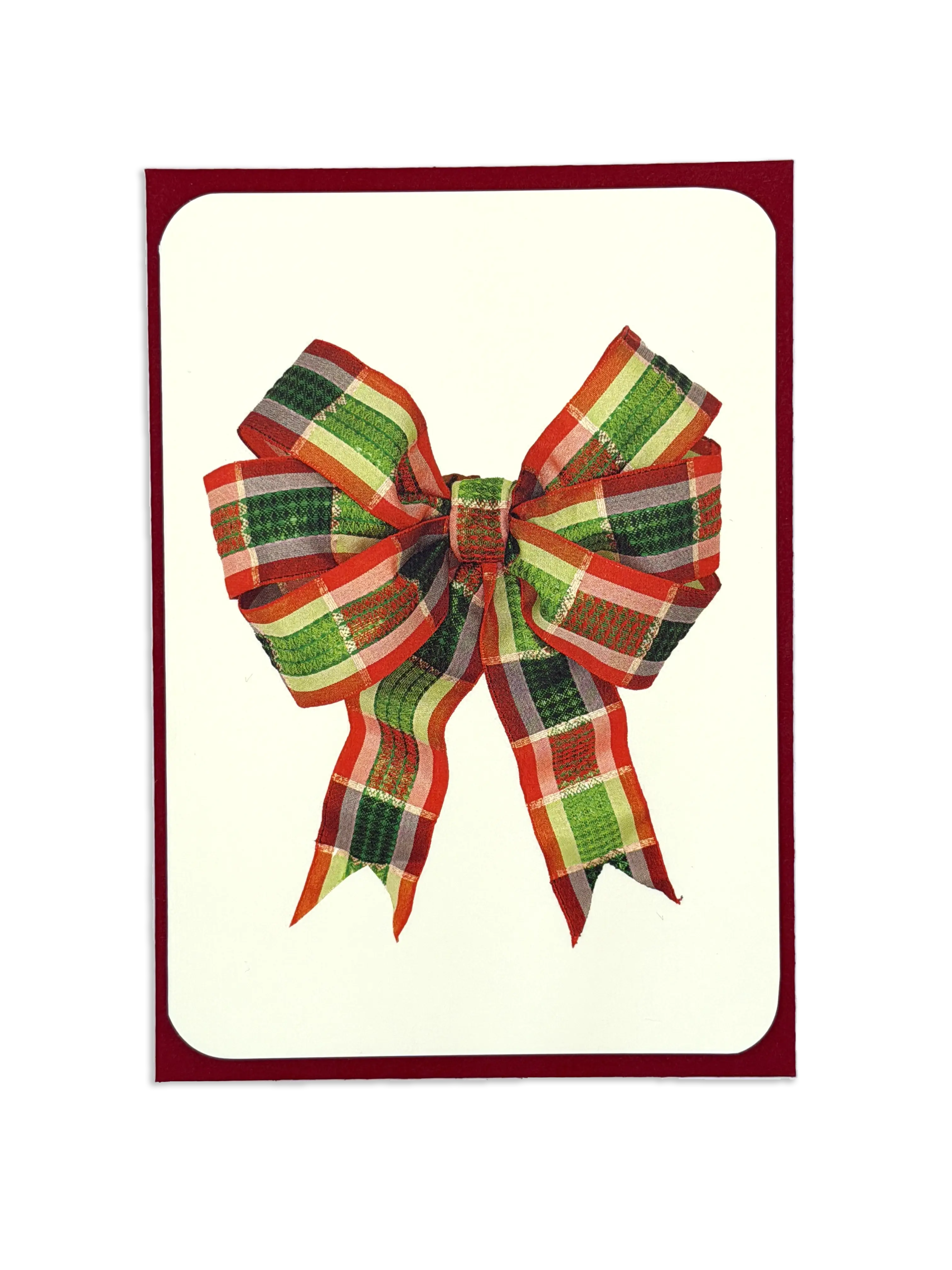 Red & Green Tartan Bow Card