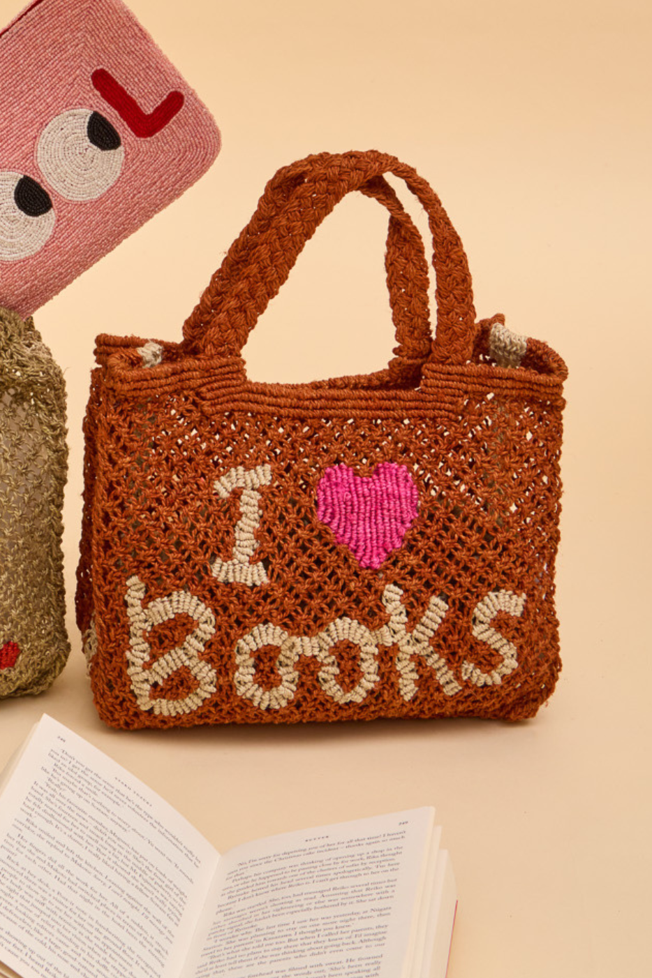 I Heart Books - Ginger, Natural and Hot Pink