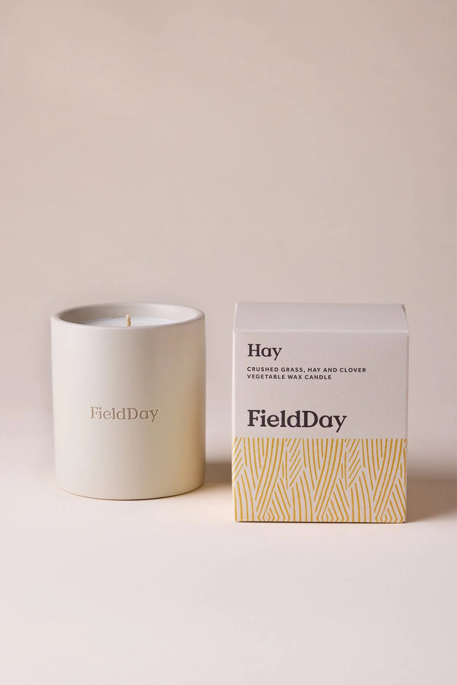 Hay stoneware candle