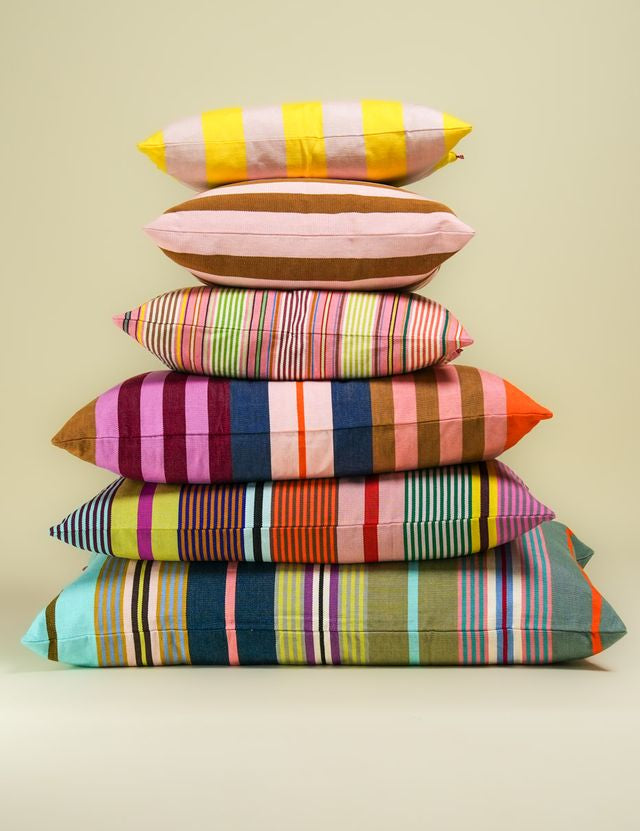 multi coloured stripe cushions 