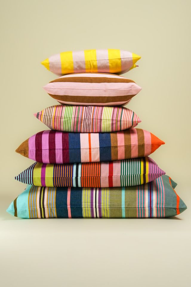 multi coloured stripe cushions 