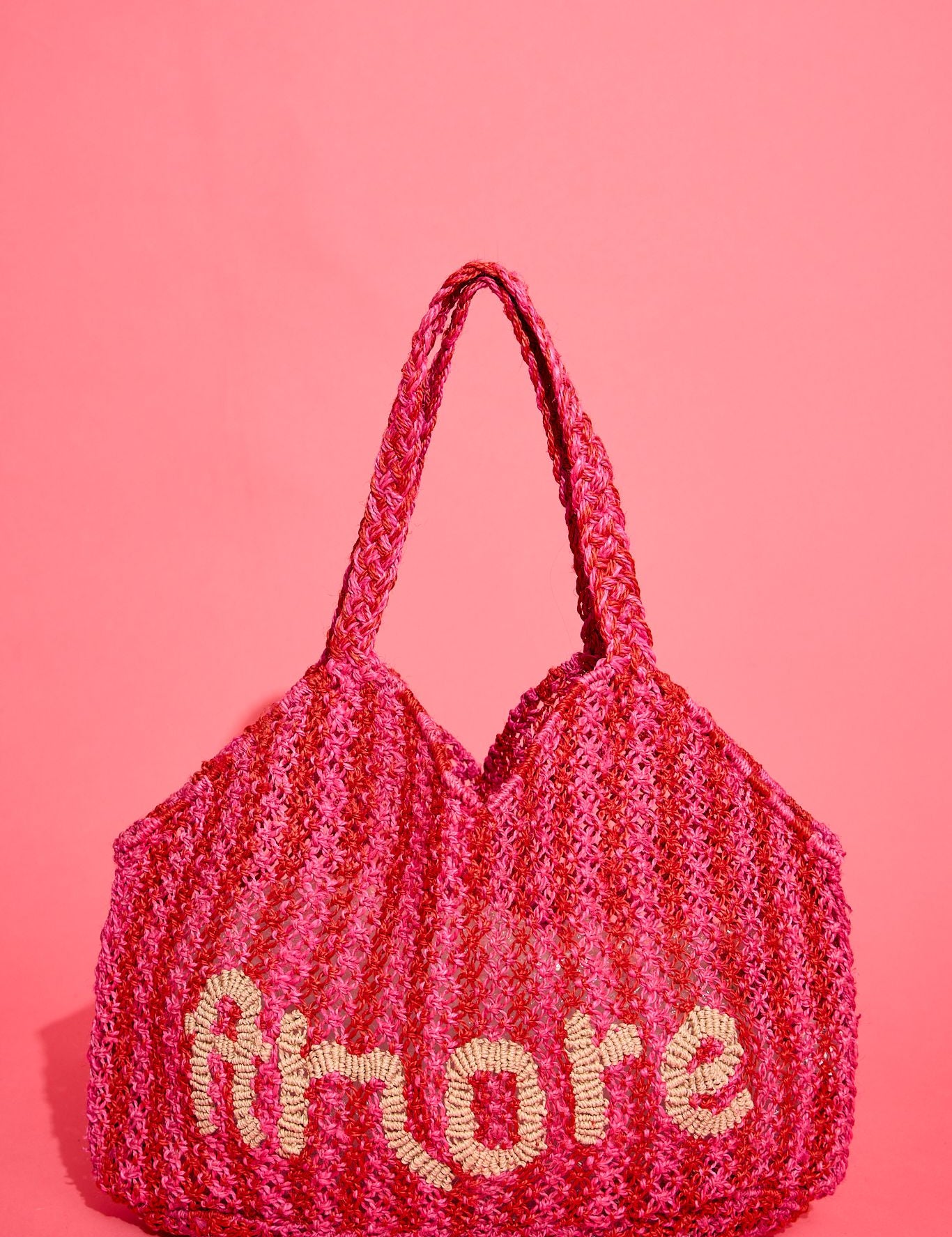 jute bag amore hot pink and scarlet with natural