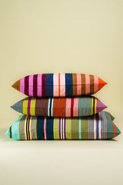 multi coloured stripe cushions 