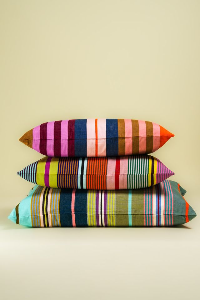 multi coloured stripe cushions 