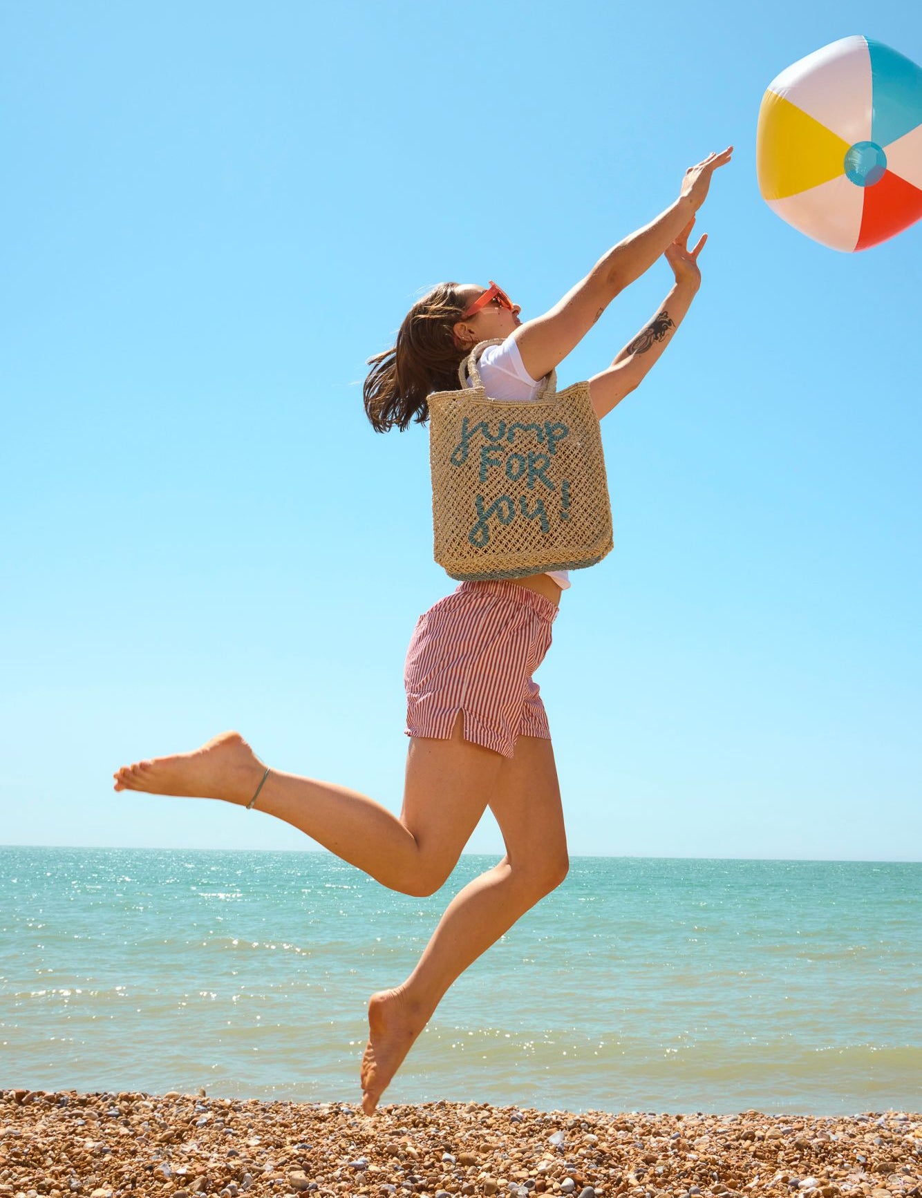 jute bag jump for joy natural and sky 