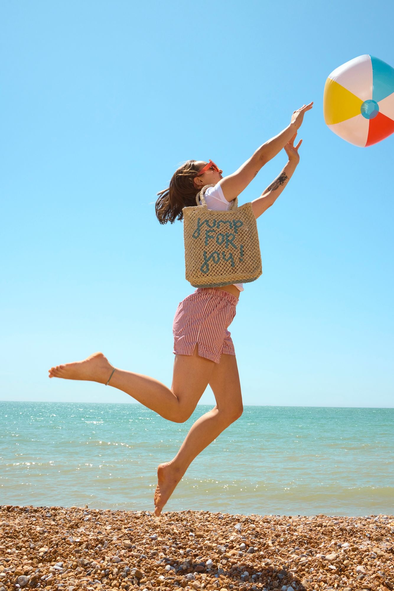 jute bag jump for joy natural and sky 