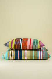 multi coloured stripe cushions 
