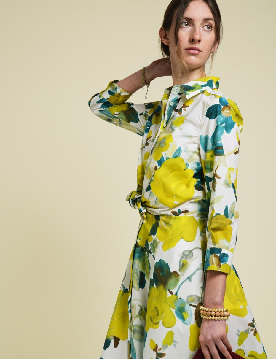 floral yellow and green dress 