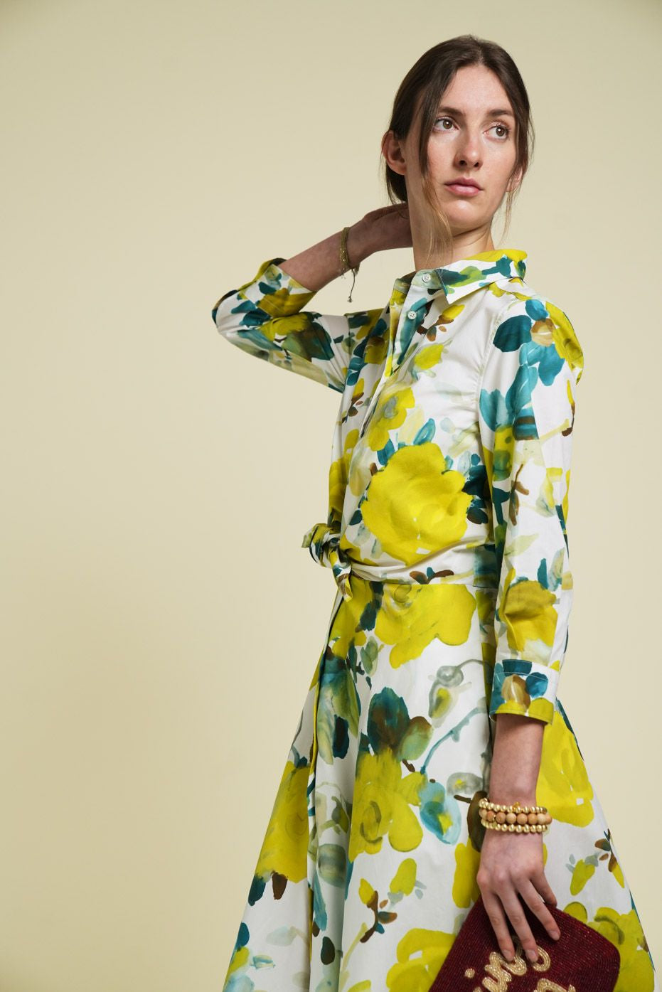 floral yellow and green dress 