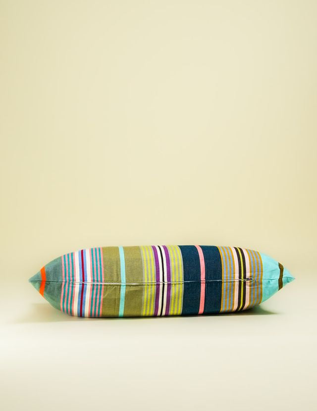multi coloured stripe cushion