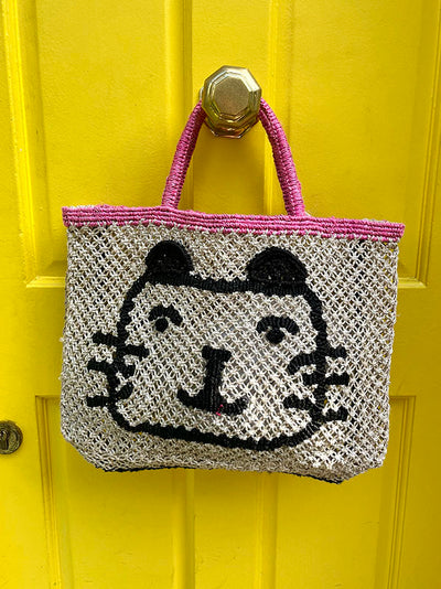 Pussycat bag - Natural, black and pink