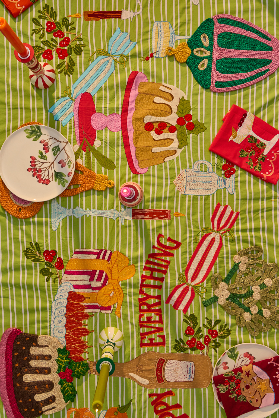 Happy Everything Stripe Tablecloth (PRE-ORDER: arrival end Oct)
