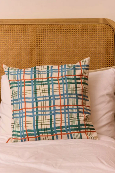 Tartan cushion - blue