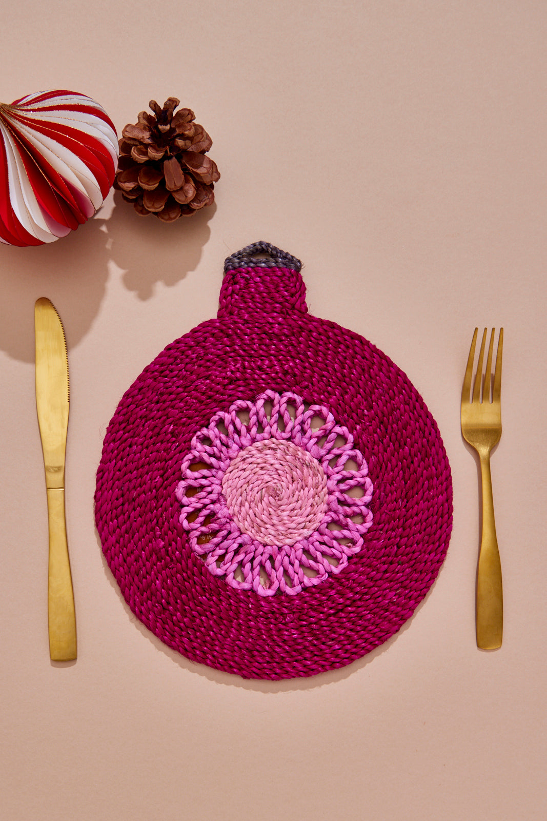 Star Bauble Christmas Placemat - Pink