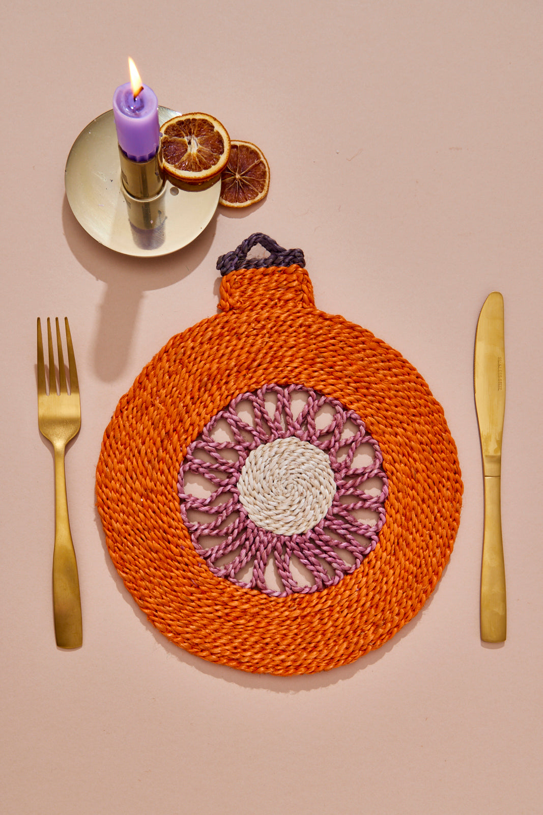 Star Bauble Christmas Placemat - Orange