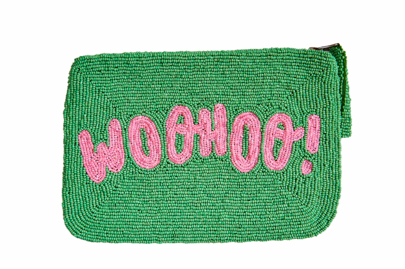 Woohoo! bead clutch - Green and pink