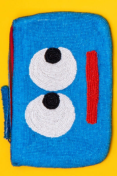 Eyes bead clutch - Blue and red