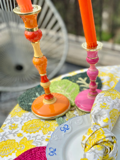Fluro Orange Dining Candle