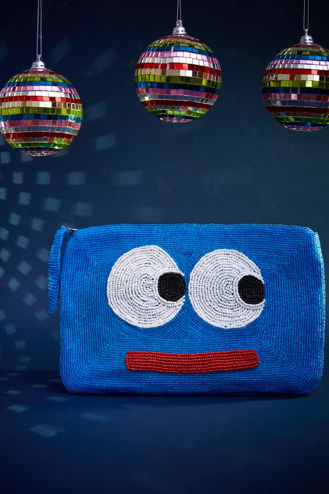 Eyes bead clutch - Blue and red