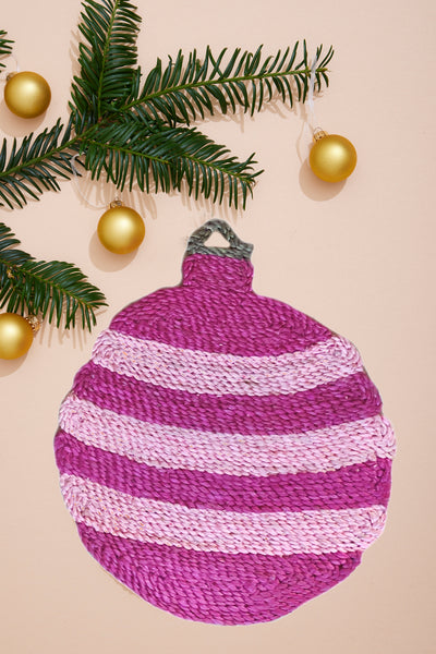 Stripe Bauble Christmas Placemat - Multi pink