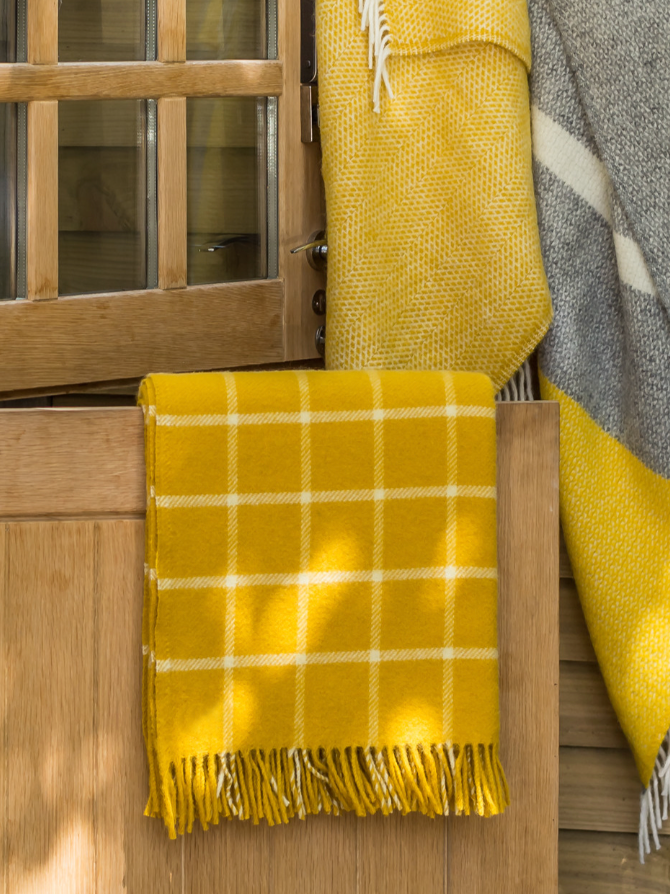 Yellow check throw hotsell